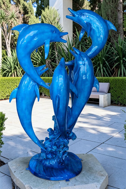 Giant and Impressive Bronze Fountain with Six Dolphins 65" x 45" x 92"H