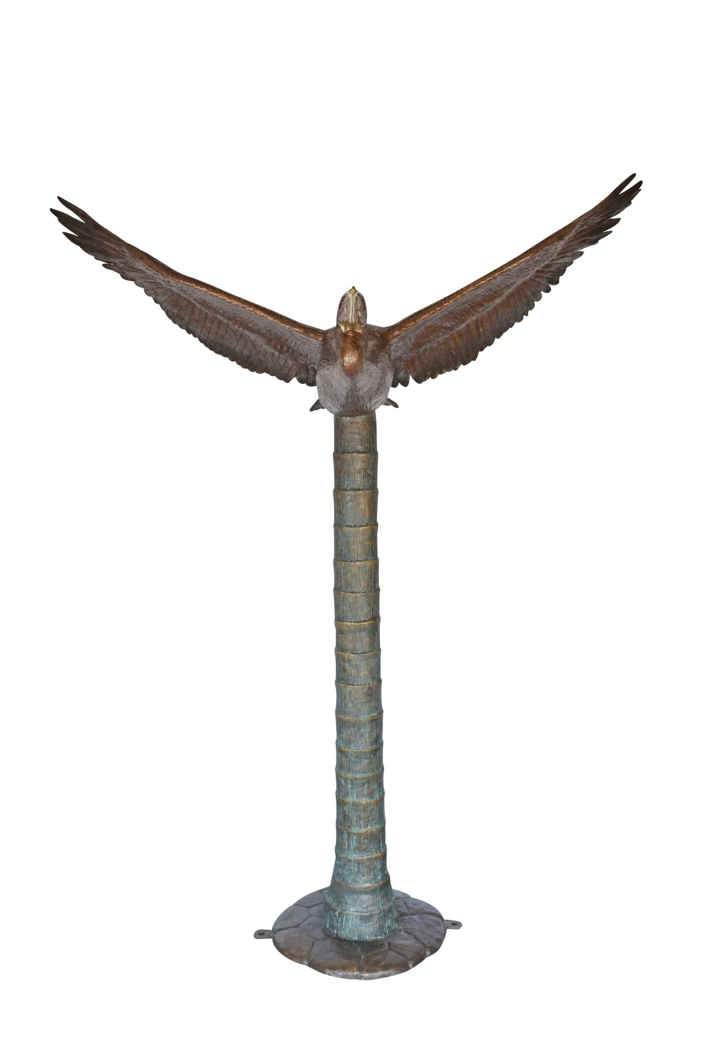 Life Size Pelican on a Three Bronze Statue - Size: 55"L x 46"W x 60"H.