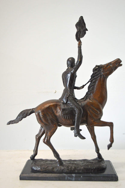Scalp, a Frederic Remington Replica Bronze Statue - Size: 15"L x 7"W x 19"H.