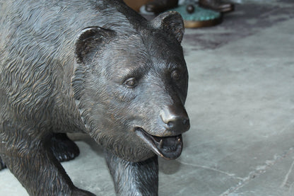 A Bear Walking Bronze Hand-Crafted Durable Design Statue - Welcome Sign Guest Greeter Decor for Patio Garden, Lawn, Home, Backyard - Home Decor - Art Decoration - 39" Length x 12" Width x 24" Height