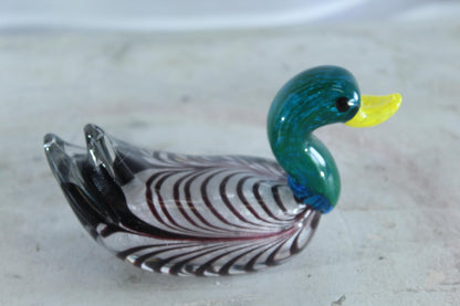 NIFAO Glass Duck Figurine Hand Blown Art Glass Tabletop Decor 6" x 3" x 3"H