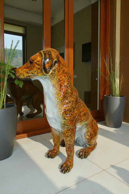 Labrador Dog Bronze Statue -  Size: 29"L x 16"W x 31"H.