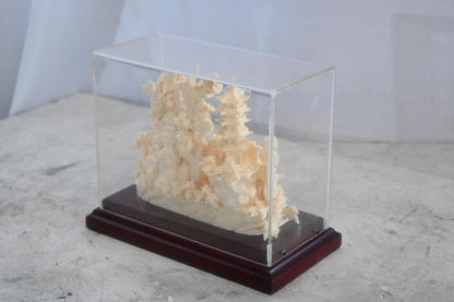 Carved Resin Chinese Pagoda Temple Garden in Case 8"x4"x7"H