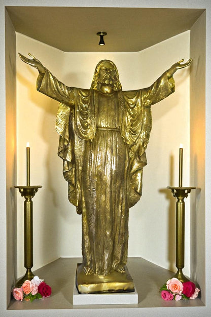 Jesus Opens His Hands Bronze Statue -  Size: 10"L x 21"W x 32"H
