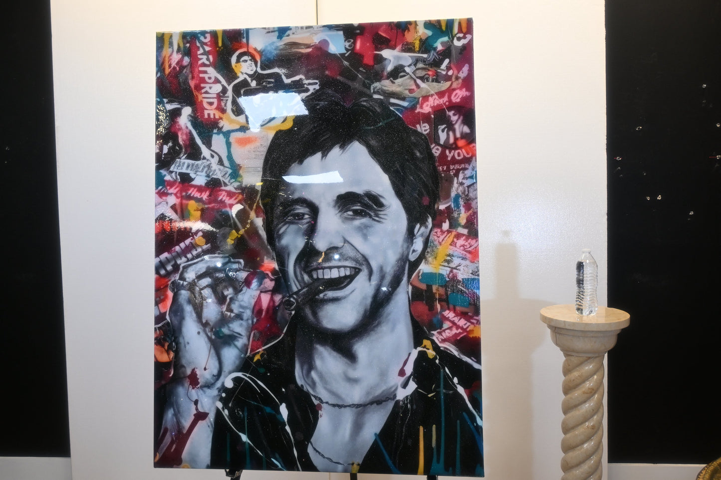 Tony Montana Scarface Pop Art Resin Covered Canvas 43"x59"