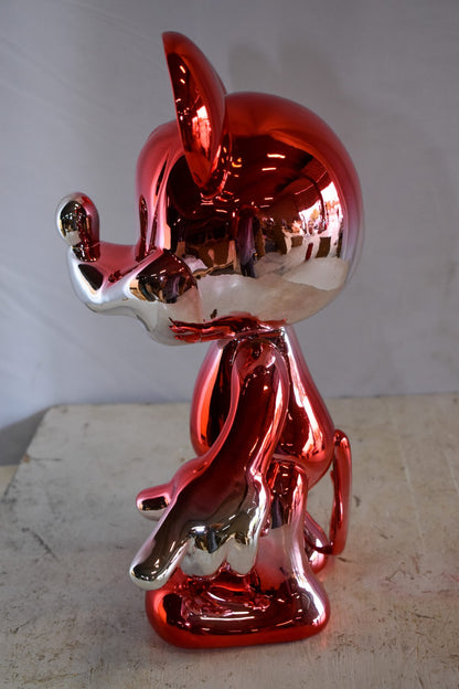 Contemporary Red Chrome Mickey Mouse Resin Statue 12" x 9" x 16"H