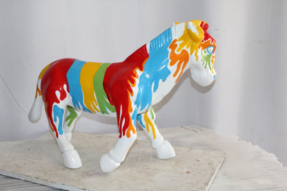 A Burst of Color Dripping Paint Fiberglass Donkey Statue 33" x 11" x 21"H