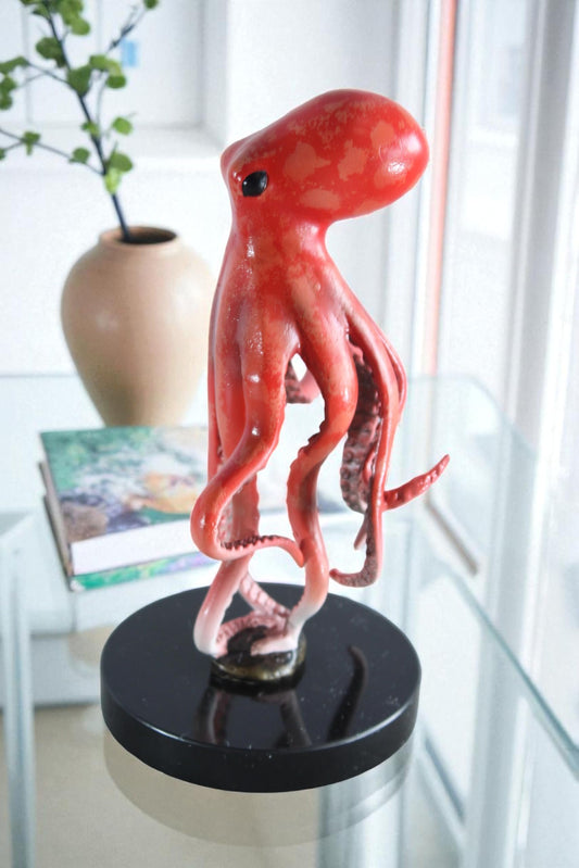 NIFAO Bronze Octopus Statue on Marble Base Coastal Tabletop Decor 6" x 5" x 11"H