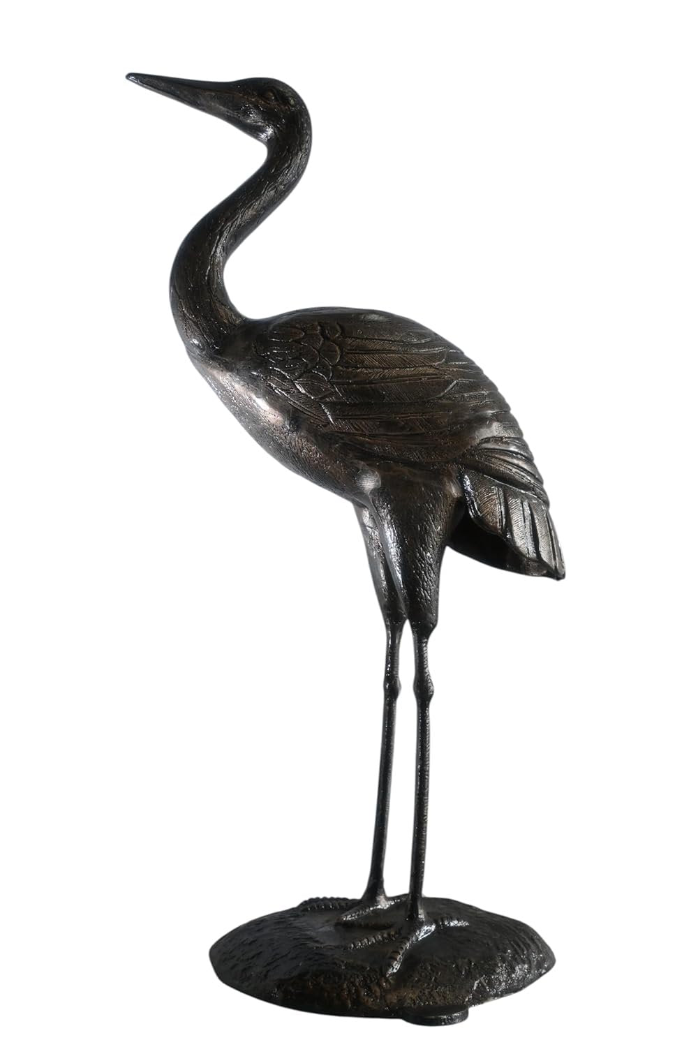 Aluminum Standing Heron Dark Bronze Patina Garden Statue 34"x24"x58"H