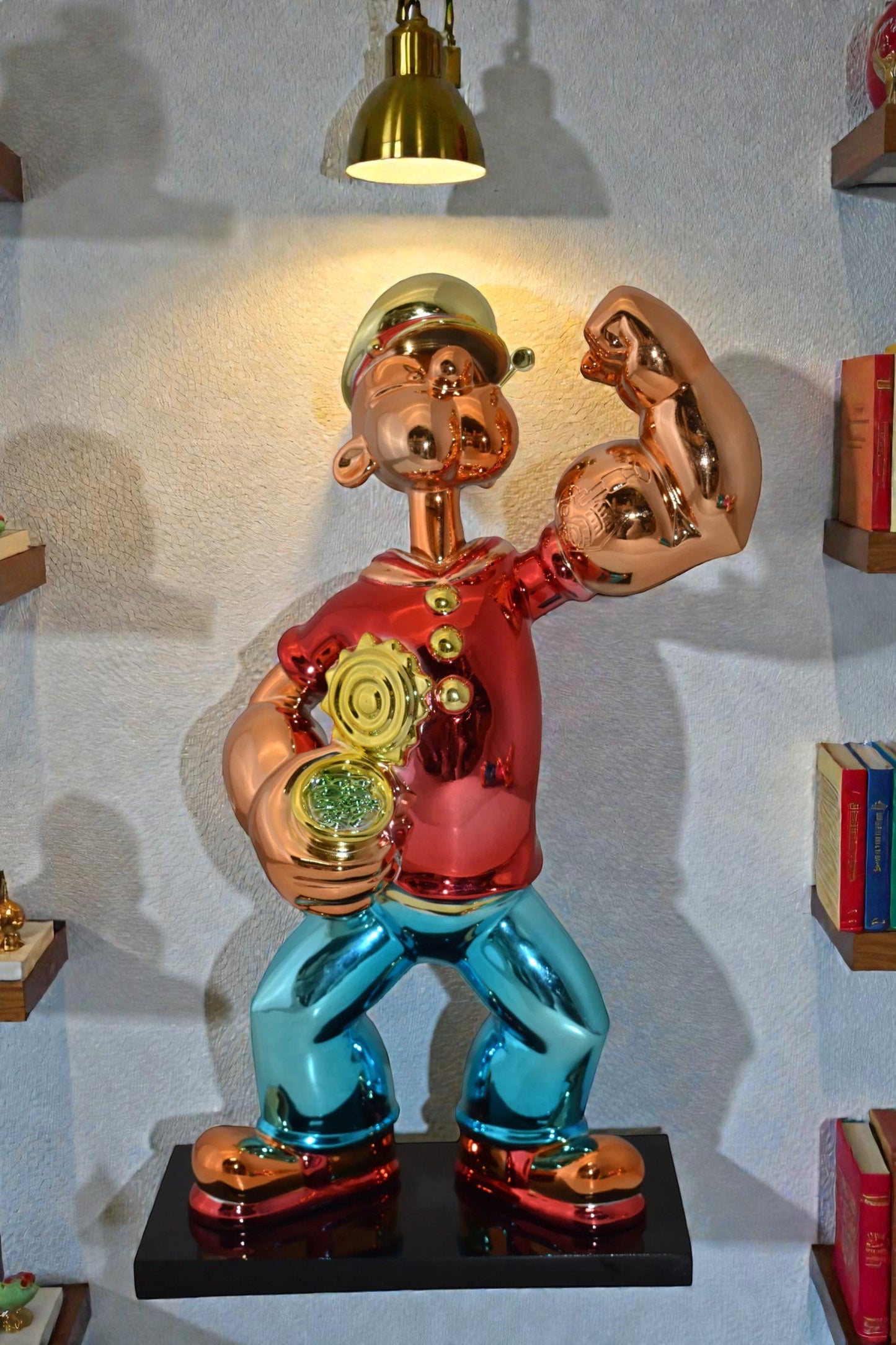 Iconic Red Popeye smaller Resin Statue  Size: 11" x 6" x 17"H