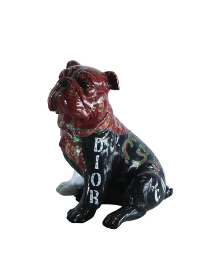 NIFAO Resin Bulldog Statue Fashion Inspired Hand Painted Decor 9" x 10" x 12"H