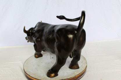 Nifao Wall Street Bull Bronze Statue – Handcrafted Lost Wax Casting – Powerful Charging Bull Symbol of Strength, Wealth & Market Success – Office, Business, and Home Décor – 32" x 16" x 21"H