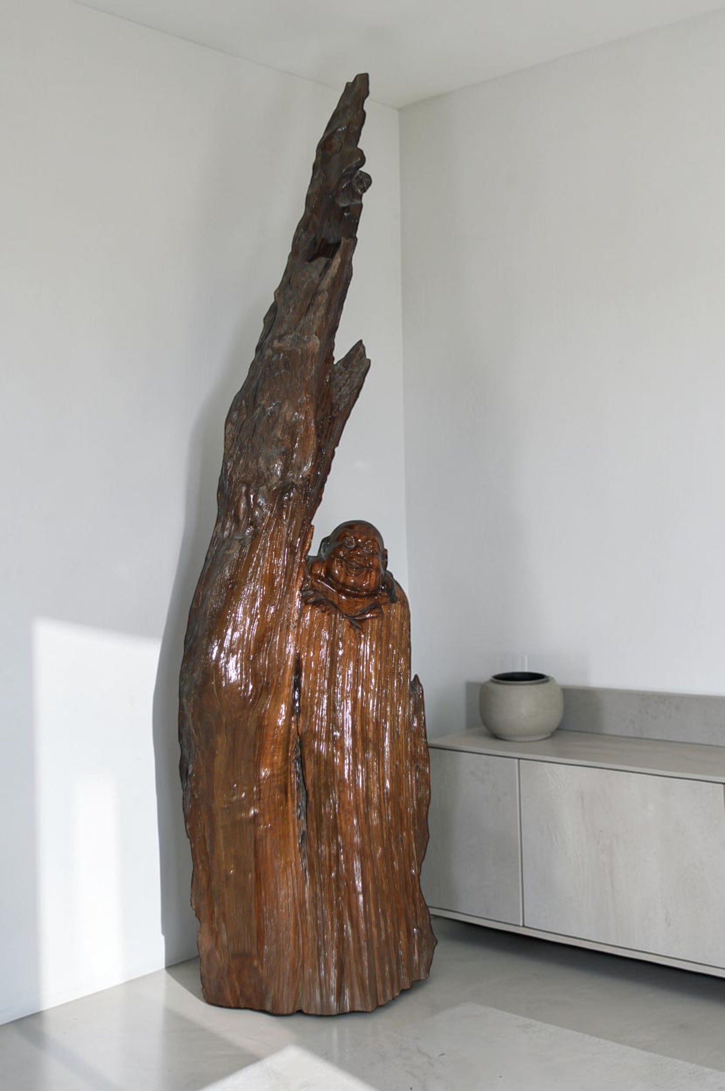 Wood Carved Buddha CC4 -  Size: 15"L x 10"W x 45"H.
