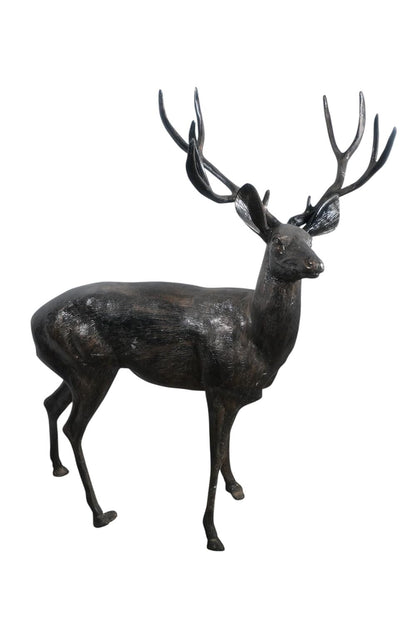 Life Size Aluminum Standing Deer Stag Statue 48"x30"x55"H