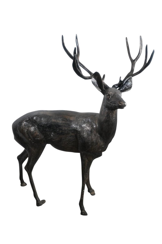 Life Size Aluminum Standing Deer Stag Statue 48"x30"x55"H