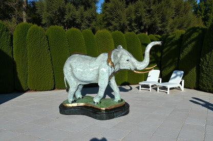 Elephant Medium Bronze Statue -  Size: 26"L x 8"W x 17"H.