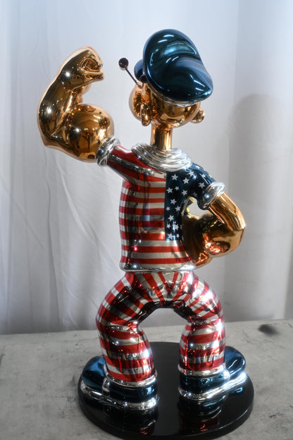 Popeye Patriotic Sailor MAGA Resin Sculpture 18"x16"x31"H