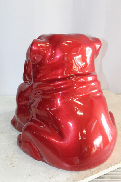 Adorable Red Resin, Fiberglass Statue of a bulldog figurine 19" x 15" x 16"H