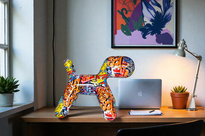 Modern Looking Graffiti Dog Statue Made of Resin Size: 16" x 10" x 14"H