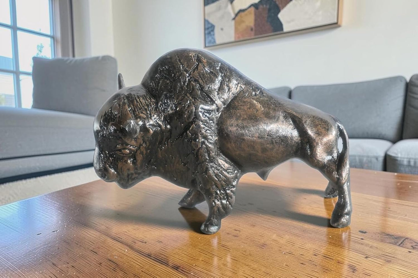 Detailed American Bison Buffalo Tabletop Aluminum Statue 16"x7"x11"H
