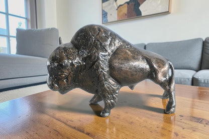 Detailed American Bison Buffalo Tabletop Aluminum Statue 16"x7"x11"H