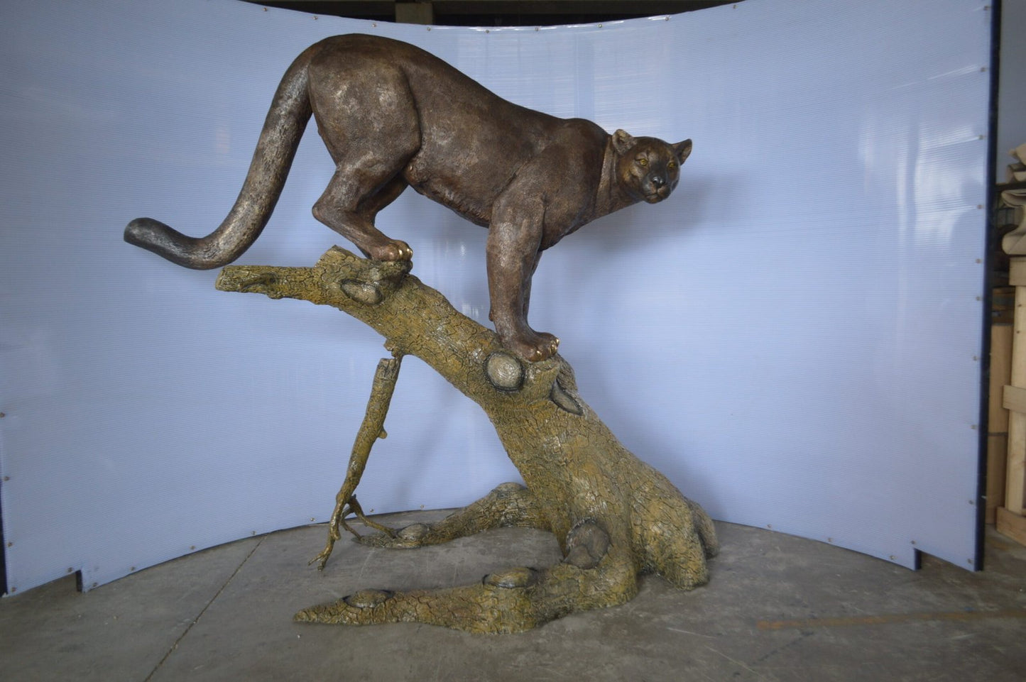 Mountain Lion Bronze Statue -  Size: 73"L x 41"W x 65"H.