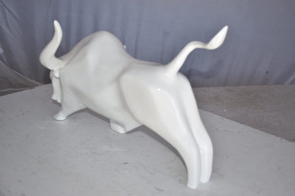 Modern Art of a White Bull Made of Resin Statue Size: 17" x 14" x 10"H