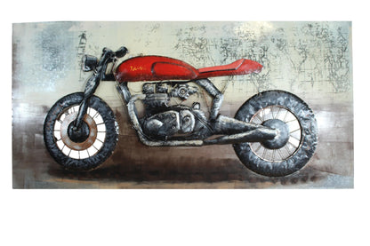 NIFAO Metal Motorcycle Wall Art Painting with Raised Sheet Metal 79" x 2" x 40"H