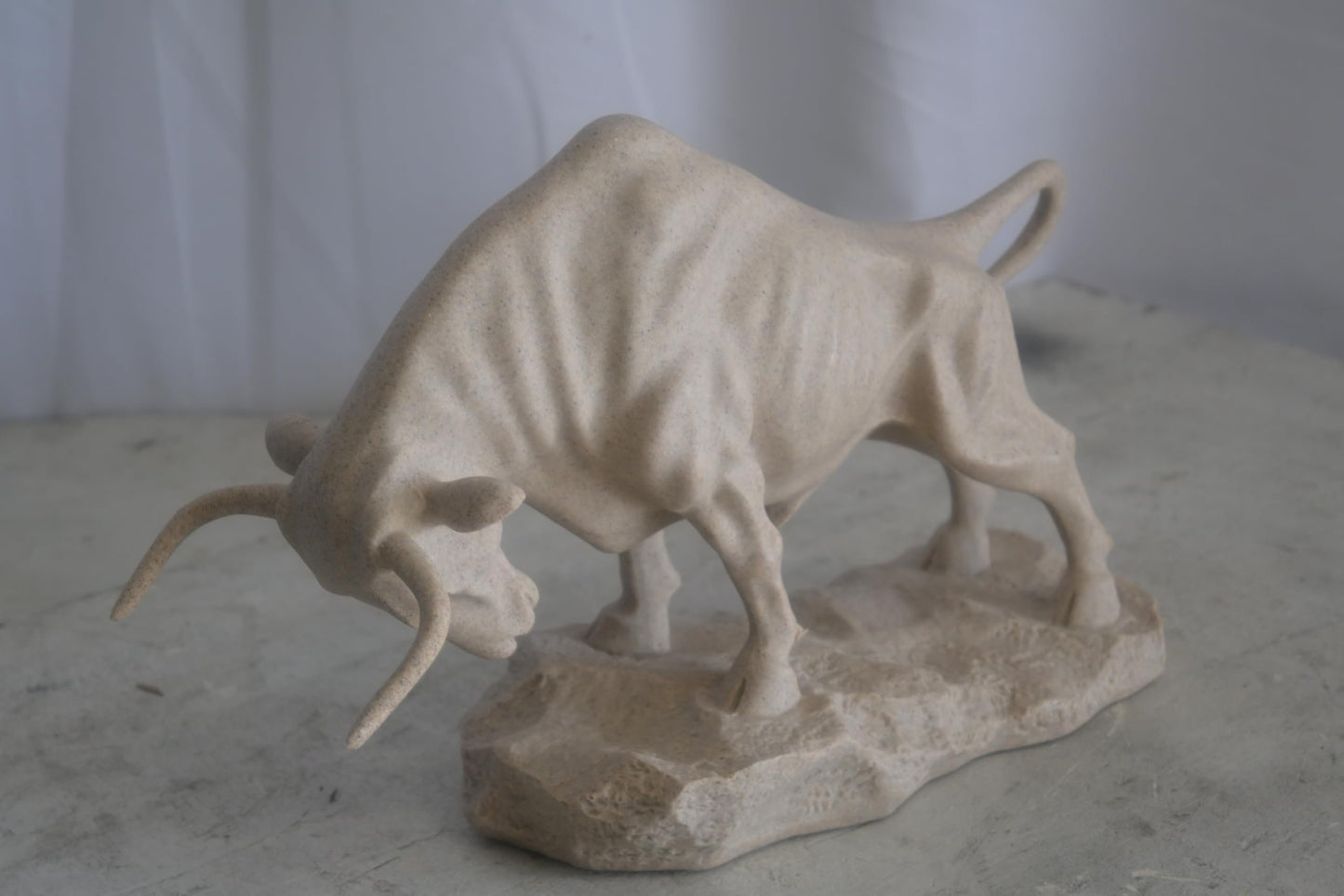 Resin Charging Bull Sculpture on Rocky Base Decor 14"x4"x9"H