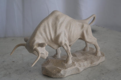 Resin Charging Bull Sculpture on Rocky Base Decor 14"x4"x9"H