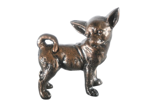 Charming Standing Chihuahua Aluminum Tabletop Dog Statue 12"x9"x11"H