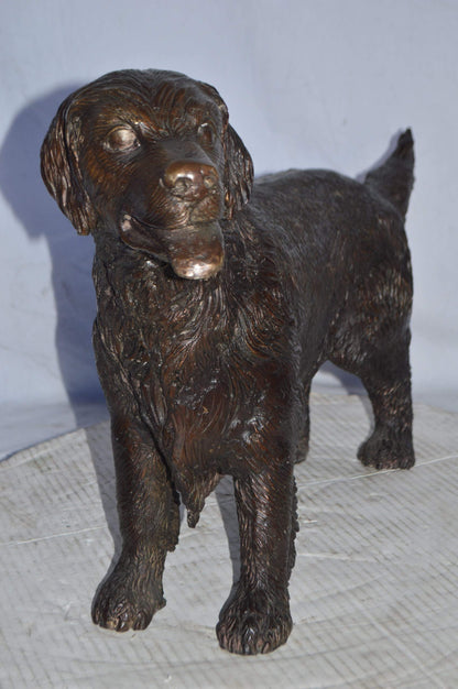 Golden Retriever dog bronze statue - Size: 26"L x 7"W x 16"H.