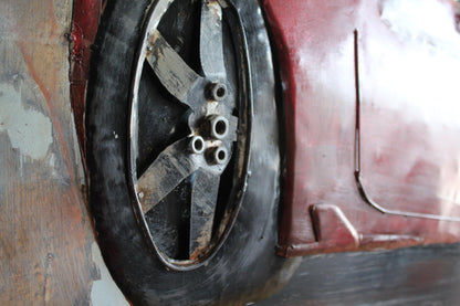 NIFAO Ferrari Inspired Red Sports Car Metal Wall Art with 3D Accents 79" x 2" x 40"H