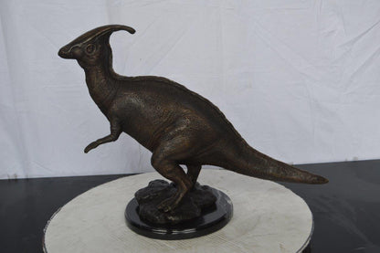 Parasaur Dinosaur Bronze Statue -  Size: 11"L x 23"W x 18"H.