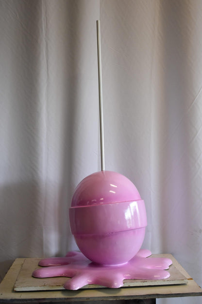 Giant Modern Pink Melting Lollipop Resin Statue 31" x 27" x 56"H