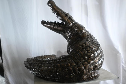 Life Size Giant Rearing Alligator Aluminum Garden Statue 54"x40"x42"H