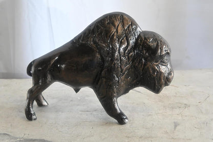 Detailed American Bison Buffalo Tabletop Aluminum Statue 16"x7"x11"H