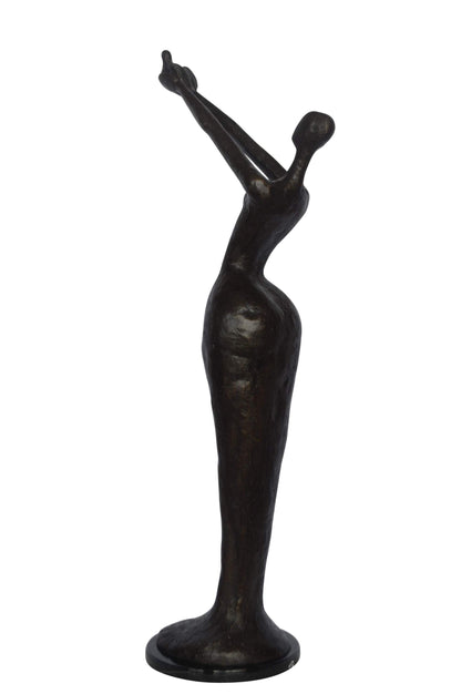 Woman Releasing Bird Modern Art Bronze Statue - Size: 13"L x 19"W x 52"H.