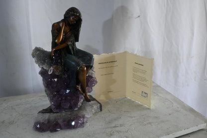 Manel Vidal Evenfall Bronze Maiden on Amethyst Ebano Art 12"x10"x17"H