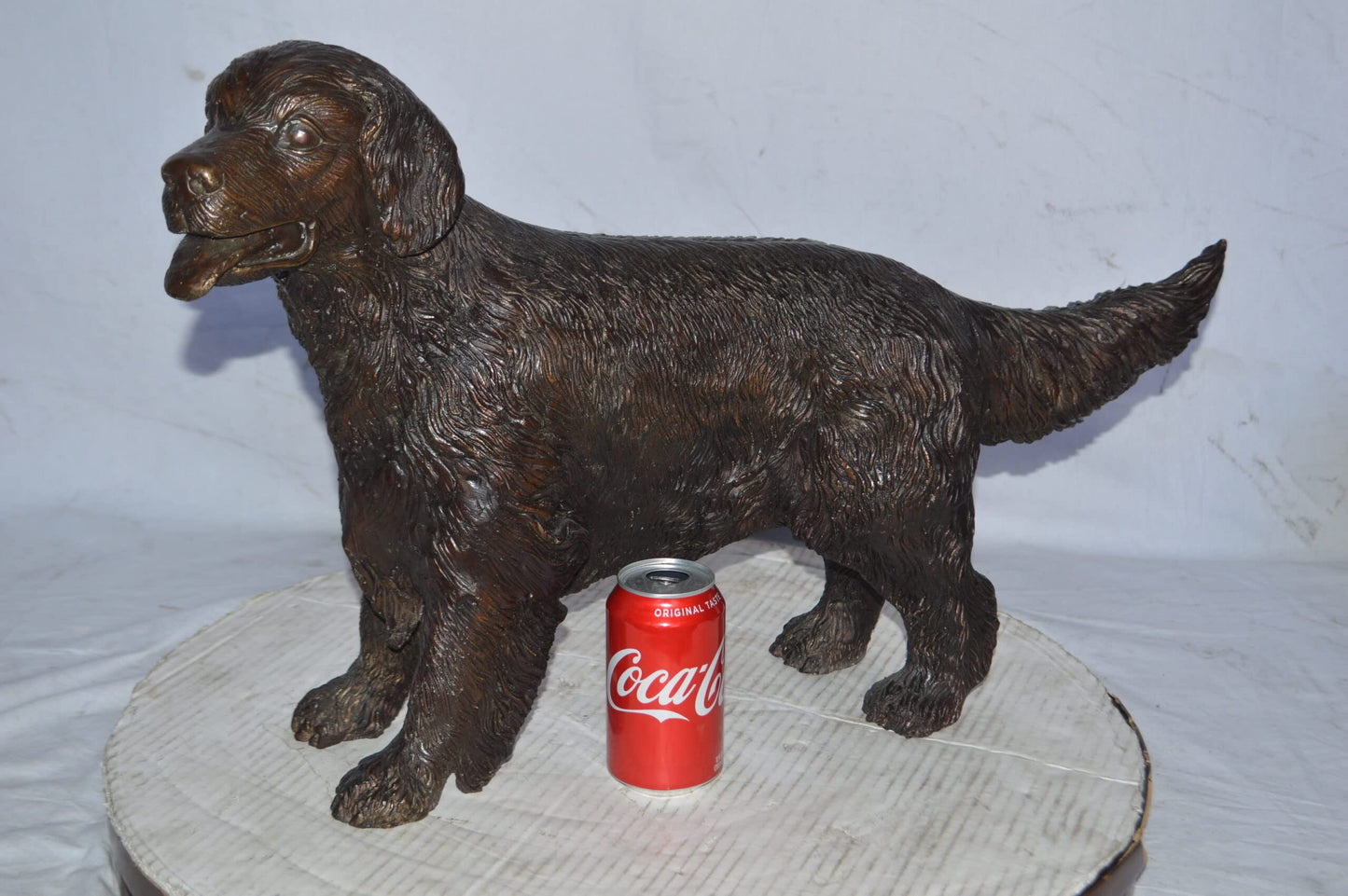 Golden Retriever dog bronze statue - Size: 26"L x 7"W x 16"H.