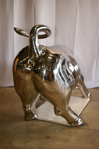 Large Wall Street Bull Made of Stainless Steel 60" x 30" x 37"H