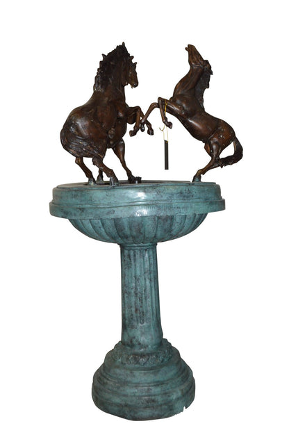 Three Horses on a Tray Fountain Bronze Statue -  Size: 30"L x 30"W x 51"H.