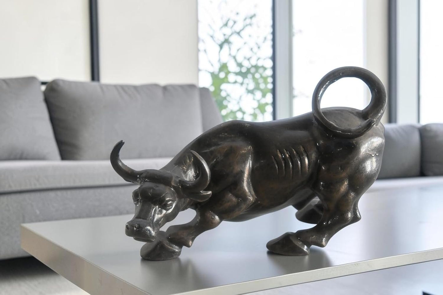 Iconic Charging Bull Aluminum Tabletop Sculpture Replica 19"x10"x10"H