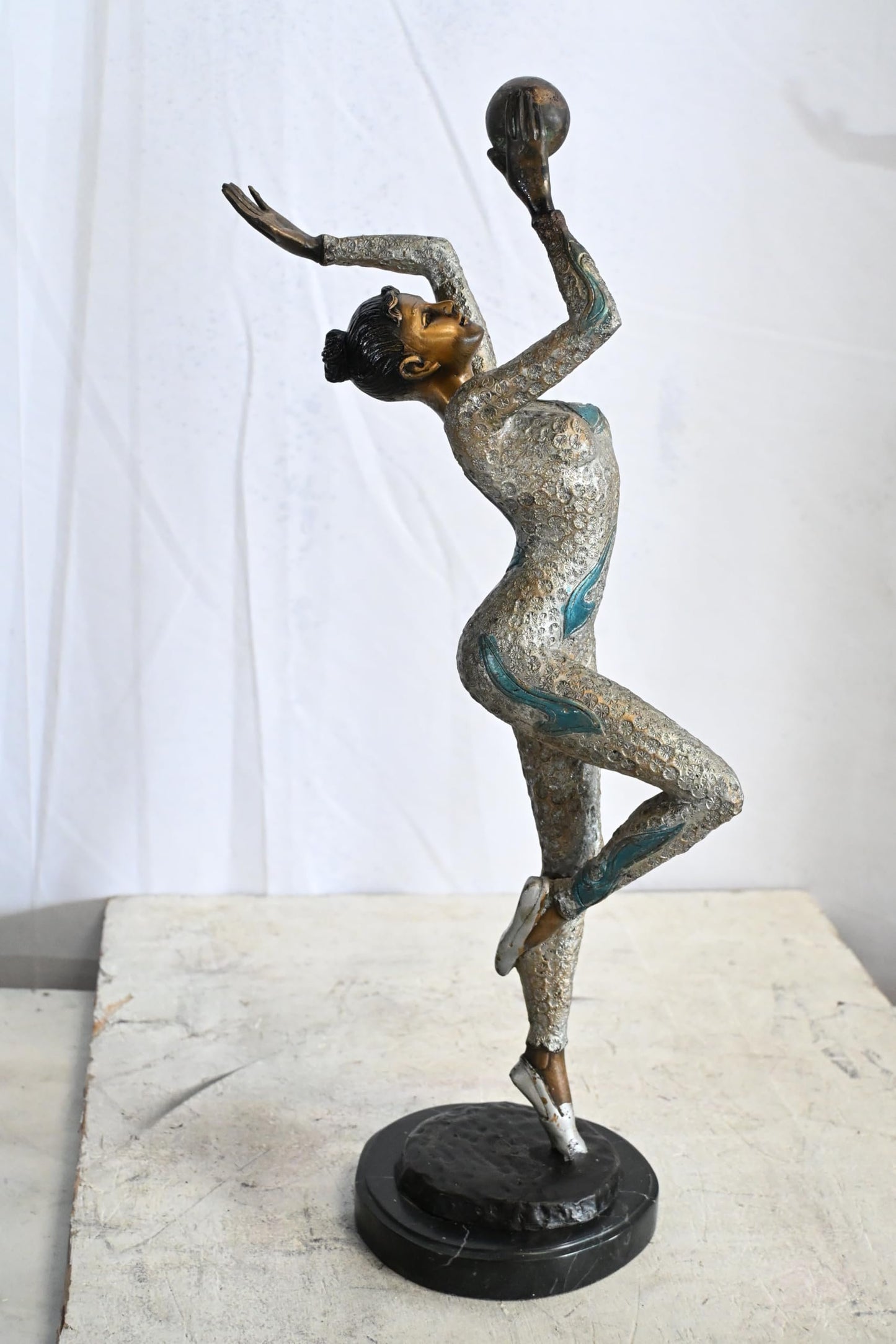 Ballet Dancer Bronze Statue Marble Base Female Sculpture 8"x5"x23"H