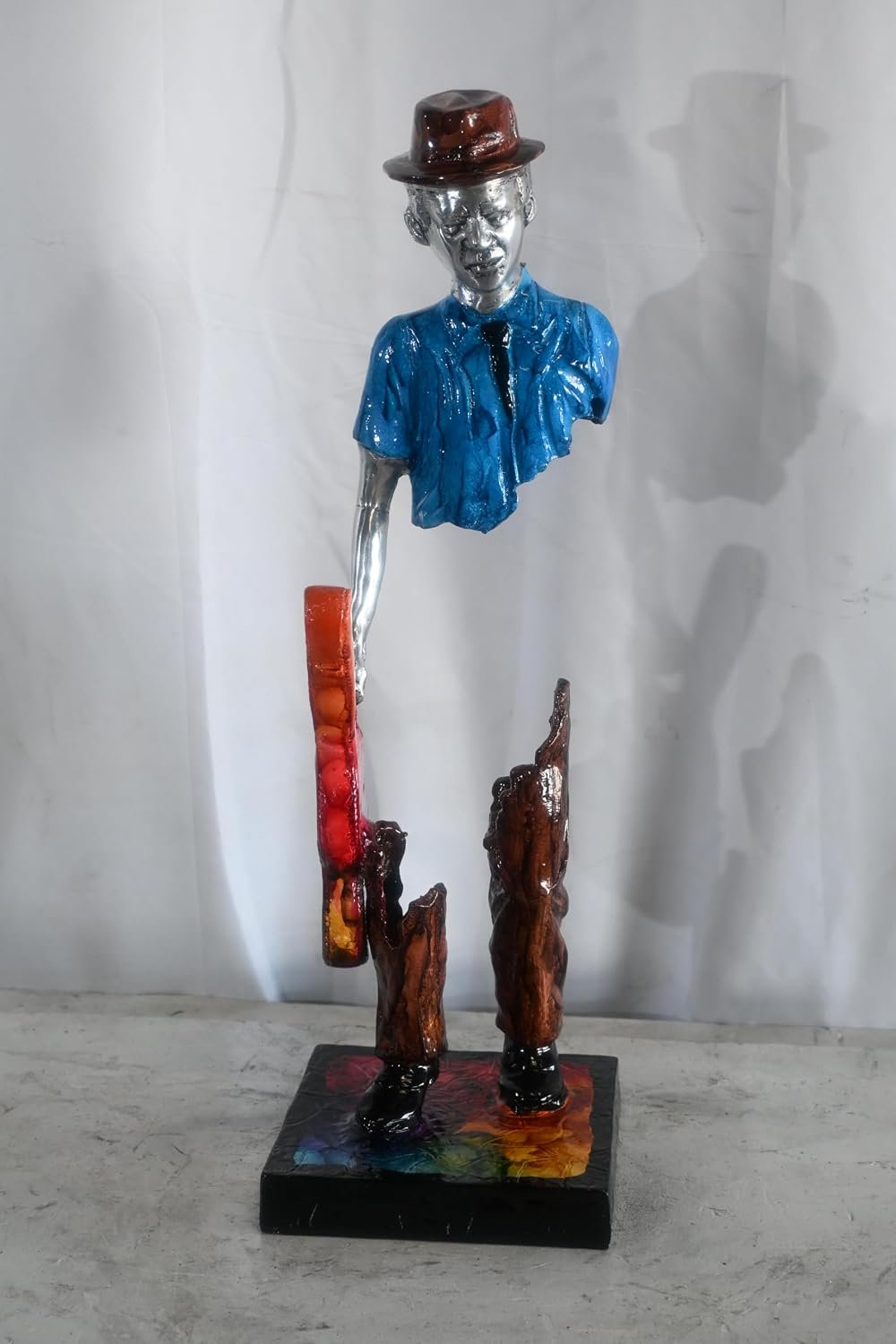 Traveler Guitar Player Sculpture Aluminum Pop Art Statue 8"x10"x25"H