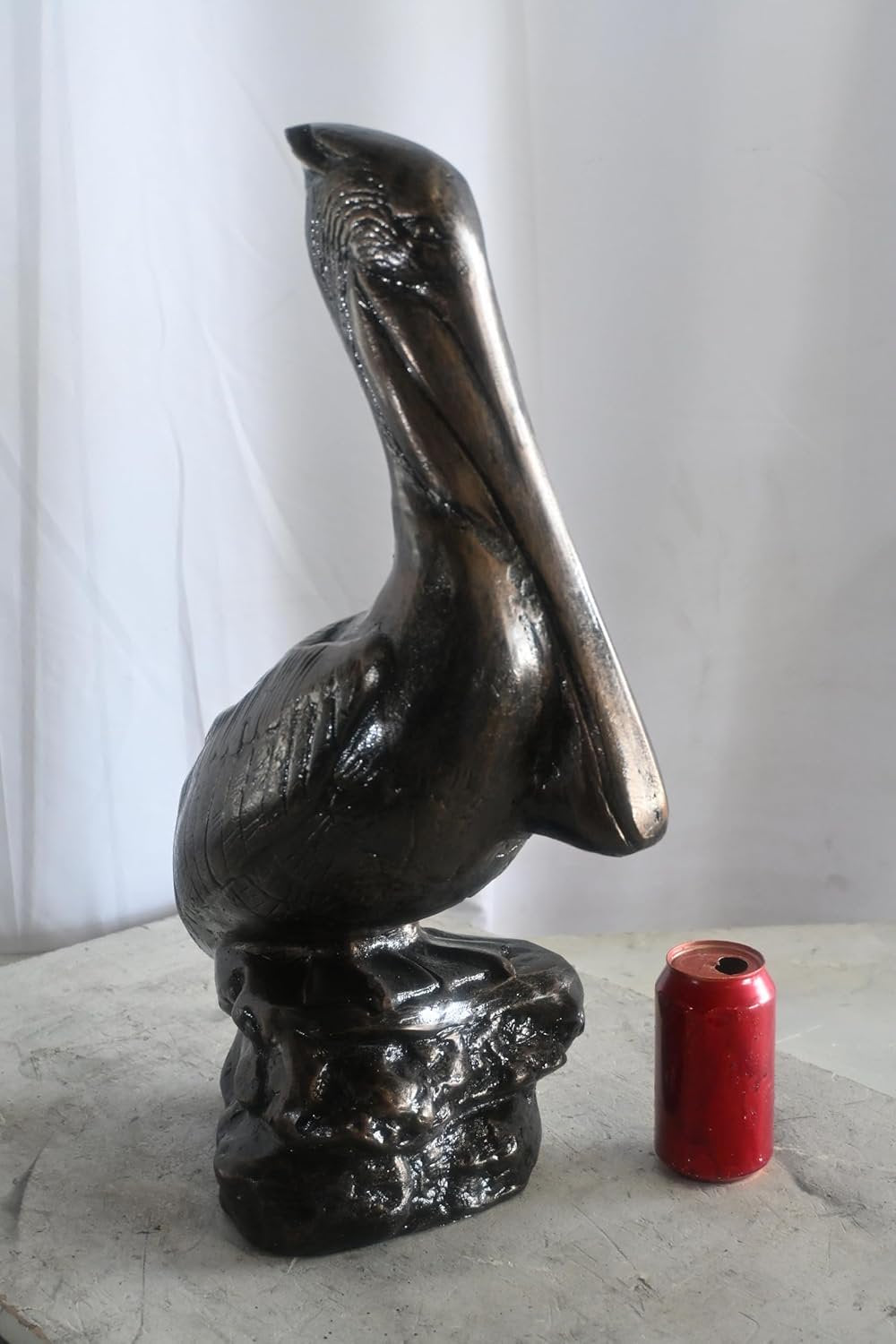 Classic Pelican on Rock Perch Handcrafted Aluminum Decor 13"x7"x28"H