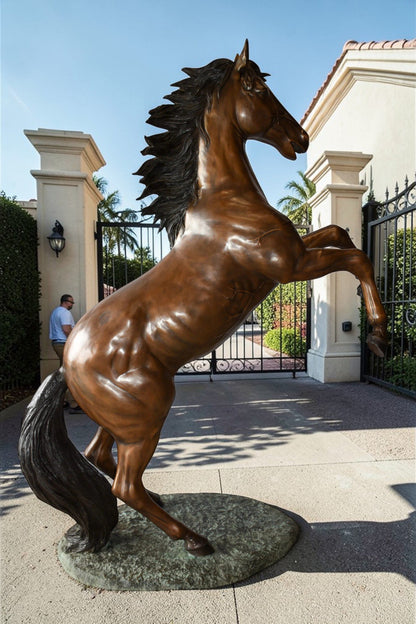 Nifao Life Size Rearing Horse Bronze Statue - Graceful Home Decor Sculpture, 72"L x 34"W x 88"H