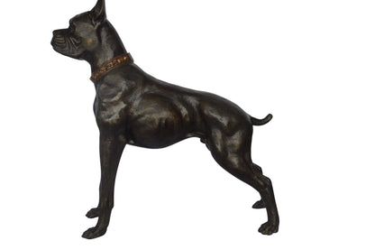 Boxer Dog bronze statue - Size: 35"L x 10"W x 36"H.