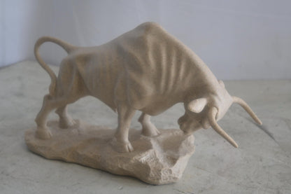 Resin Charging Bull Sculpture on Rocky Base Decor 14"x4"x9"H
