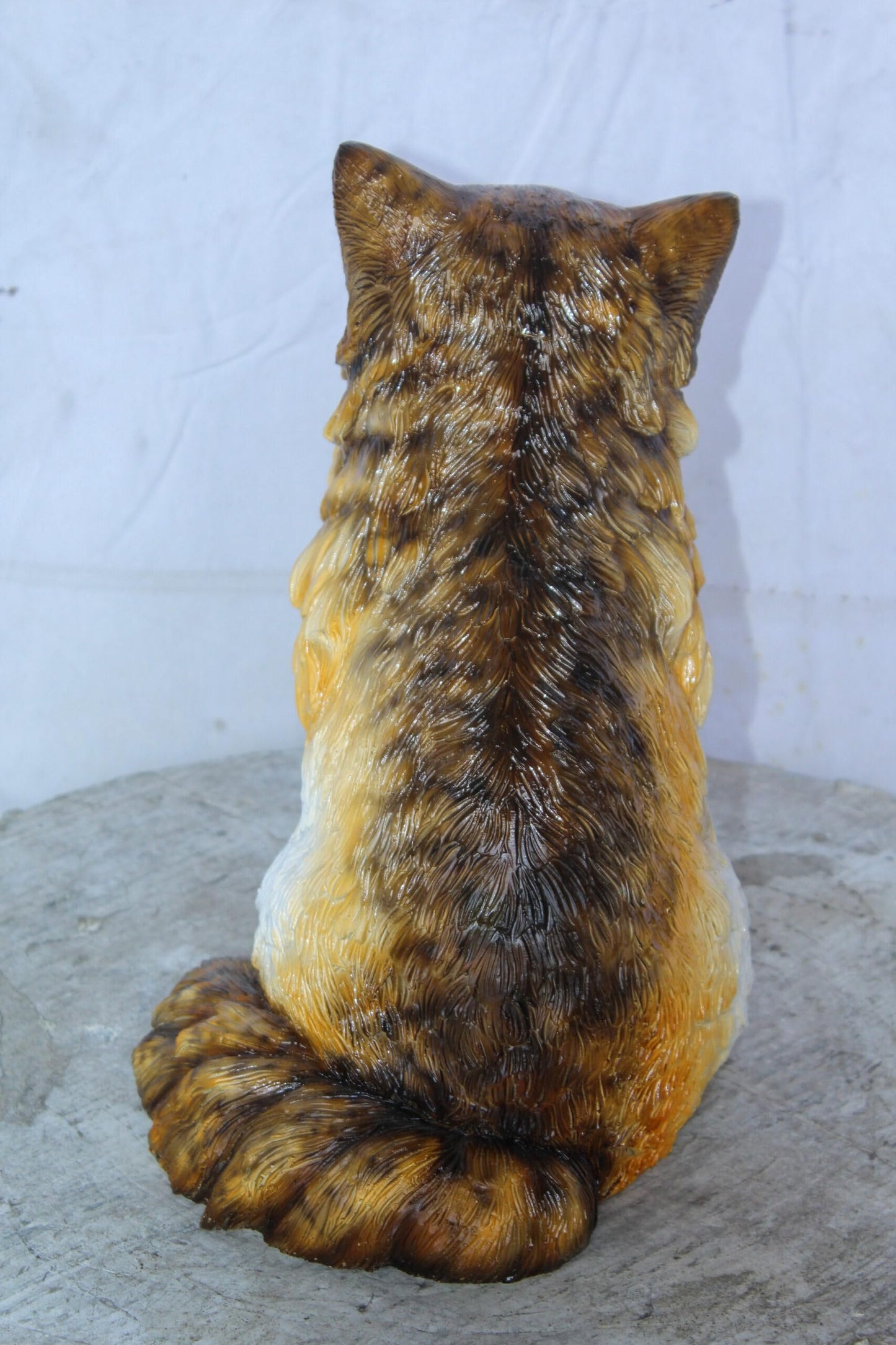 Brown Cat Sitting Bronze Statue, Charming for Cat Lovers 12" x 10" x 14"H